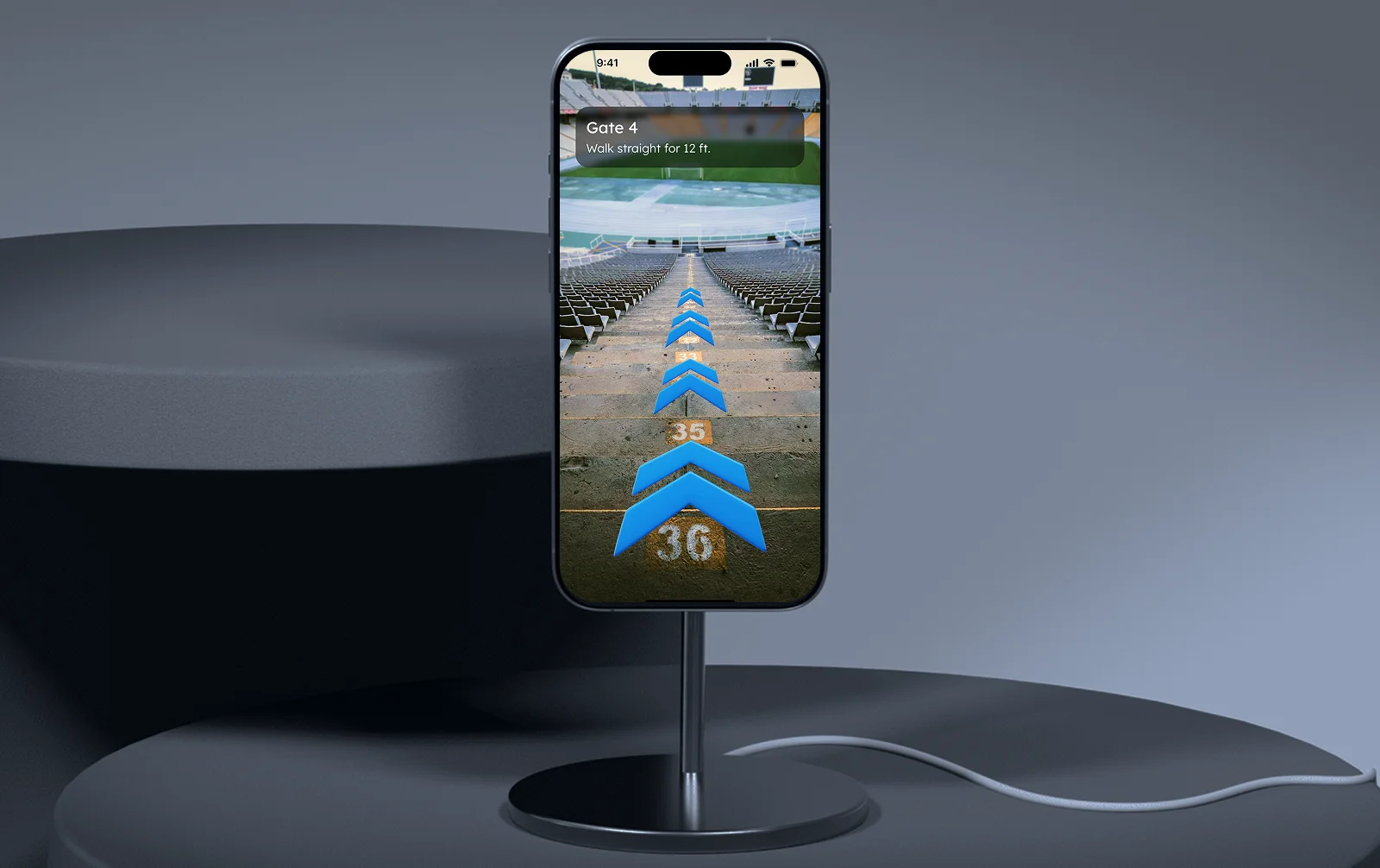 Route me to Gate 4 with AR directions on phone